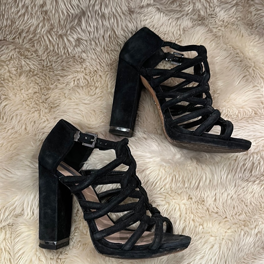 BCBGMaxAzaria Runway Black Suede Block heels